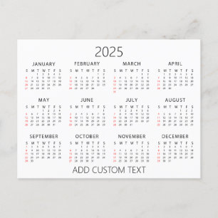 Postal agrega tu propio texto personalizado Calendario 20