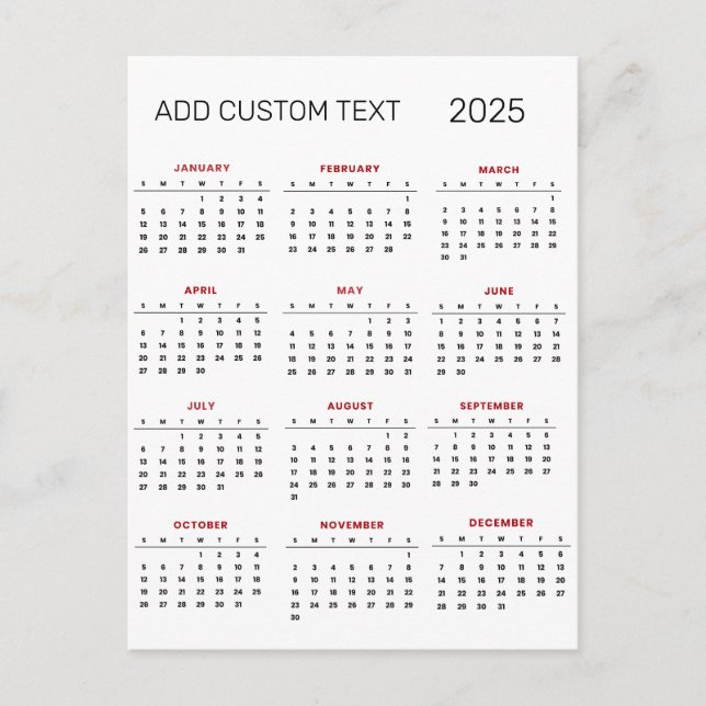 Postal agregar su propio texto personalizado Calendario 2 (Anverso)