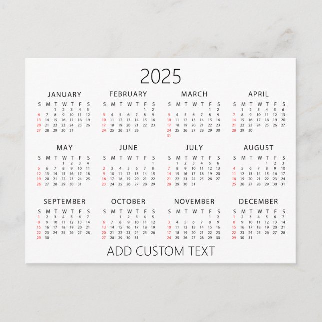 Postal agregue su propio texto personalizado Calendario 2 (Anverso)