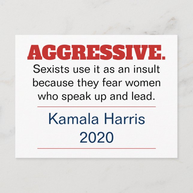 Postal Agresivo Pro-Kamala Harris 2020 (Anverso)