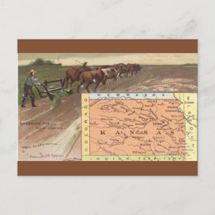 Postal Agricultura Antigüa en Kansas y Mapa
