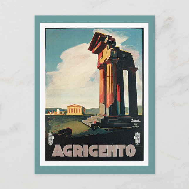 Postal Agrigento Italia Viaje Vintage (Anverso)