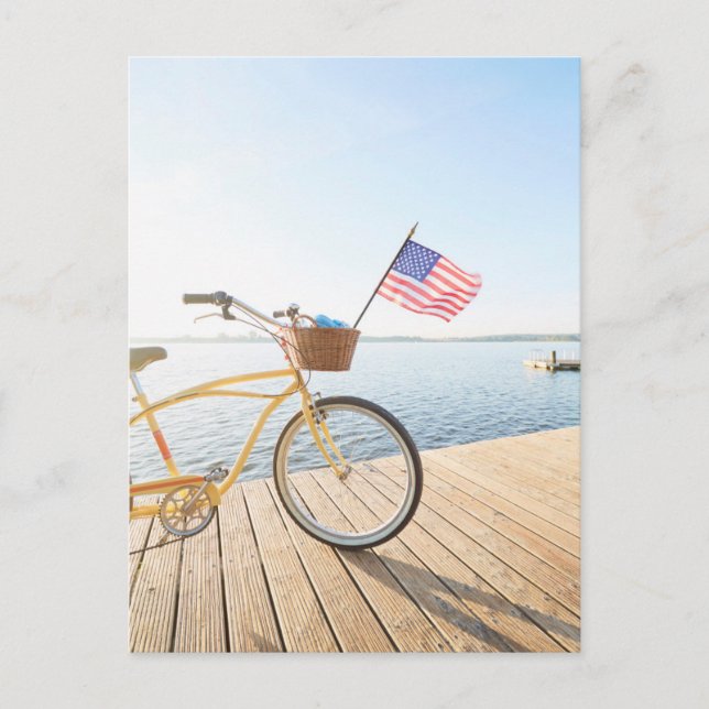 Postal Agua | Bicicleta junto al lago (Anverso)