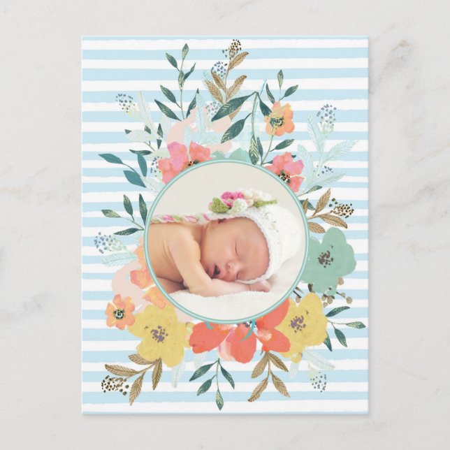 Postal Agua Bonita Floral Personalizada Foto  (Anverso)