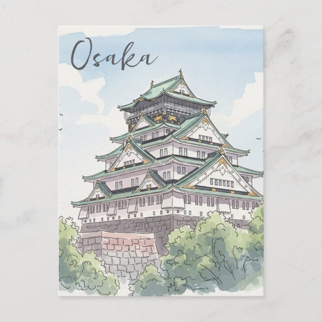 Postal Agua de Japón del Castillo de Osaka (Anverso)