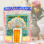 Postal Agua de la puerta del pavo real del Palacio de la<br><div class="desc">¡Postal de personalizable! Añade tu propio texto al interior y al frente de la tarjeta. ¡Colorida puerta de pavo real de Rajastán India pintada a mano por mí! Revisa mi tienda para más diseños, más puertas y más productos! Si lo compras, ¡gracias! Comparte una foto conmigo en Instagram en @shoshannahscribbles...</div>