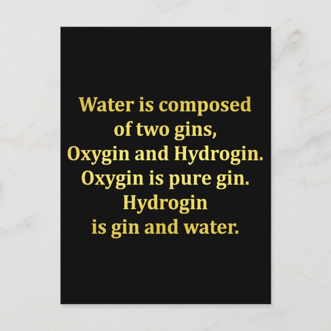 Postal Agua divertida y Chiste Gin (Anverso)