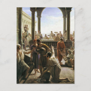 Postal Agua en Vino (Bodas de Caná) de Carl Bloch