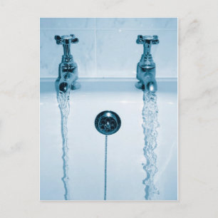 Postal Agua fría y caliente, tiempo de baño, grifos