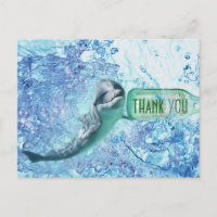 Agua para delfines especiales Gracias Postcart