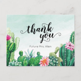 Postal Agua Suculenta Ducha De Novias Llanta Gracias