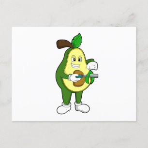 Postal Aguacate como peluquero con navaja