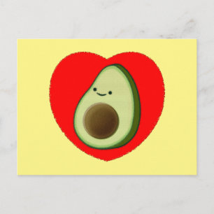 Postal Aguacate De Dibujos Animados Verde Lindo En Corazó