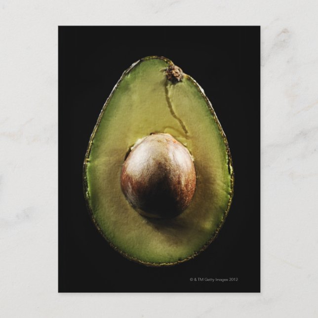 Postal Aguacate, fruta, fondo negro (Anverso)