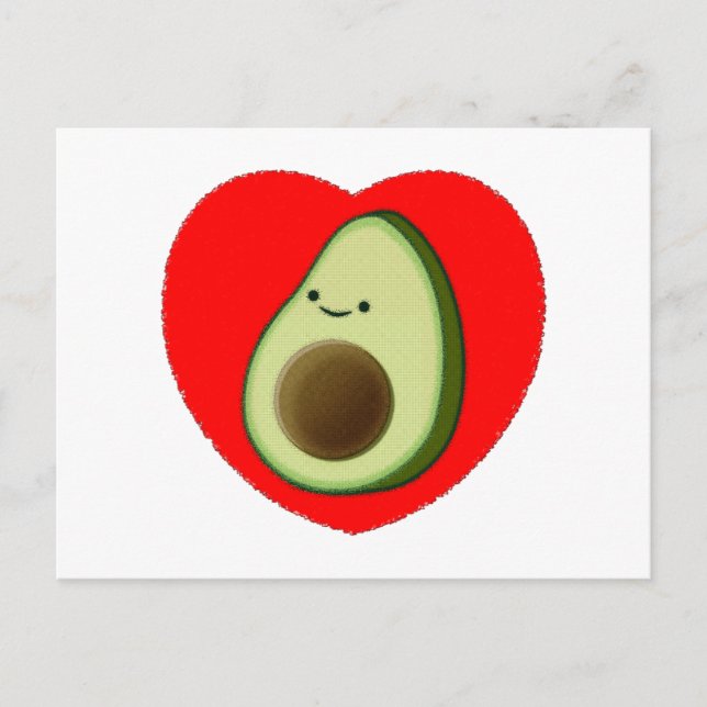 Postal Aguacate lindo en el corazón rojo (Anverso)