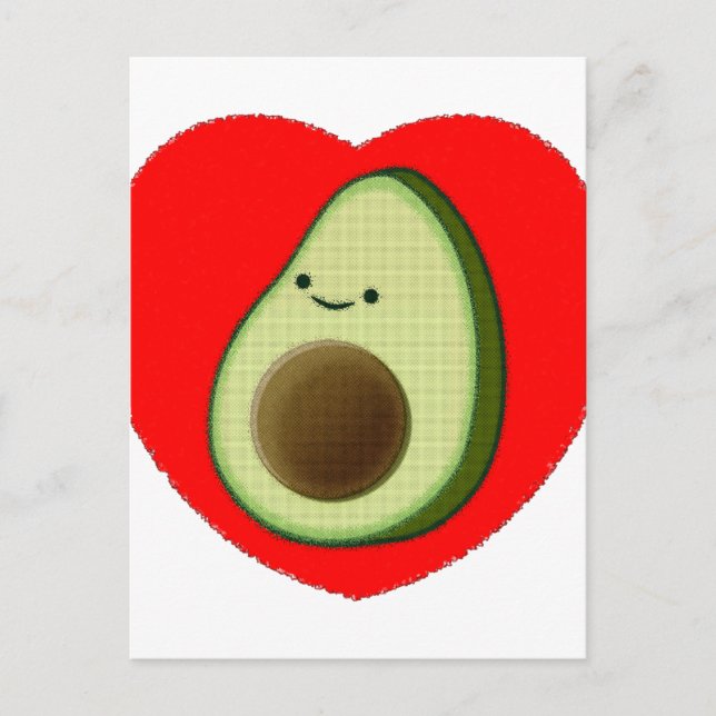 Postal Aguacate lindo en el corazón rojo (Anverso)