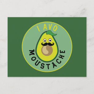 Postal Aguacate Mustache Funny Green