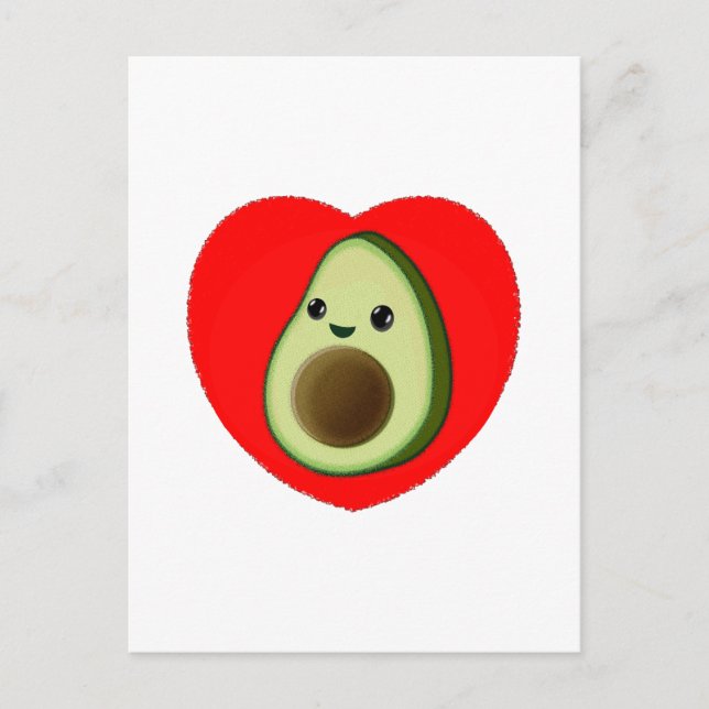 Postal Aguacate, Personalizado Bebé Cutáneo En El Corazón (Anverso)