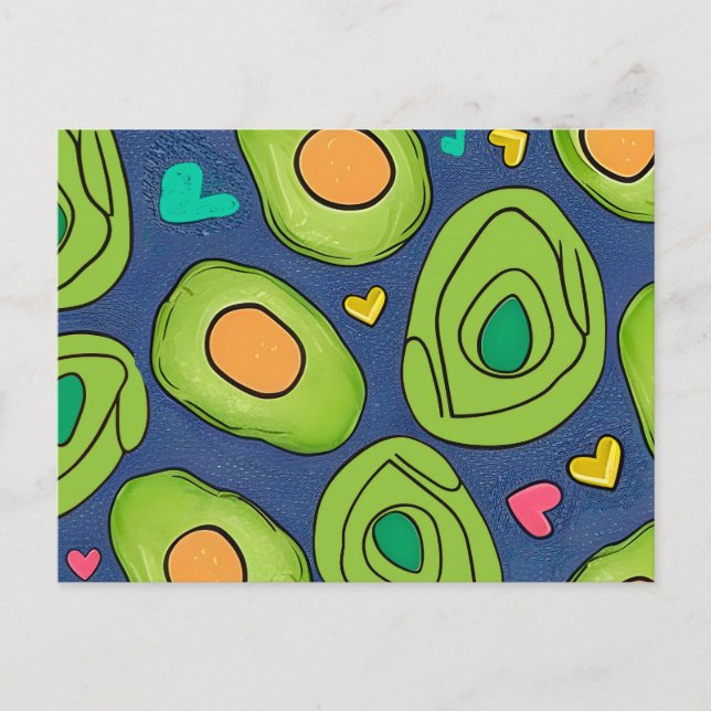 Postal Aguacates y corazones (Anverso)