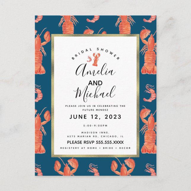 Postal Aguada de langosta camarón cangrejo de río Despedi (Anverso)