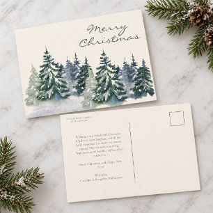 Postal Aguamarina Bosque Perenne Feliz Navidad Personaliz