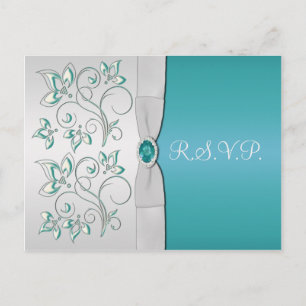 postal Aguamarina-marina y de plata de R.S.V.P.