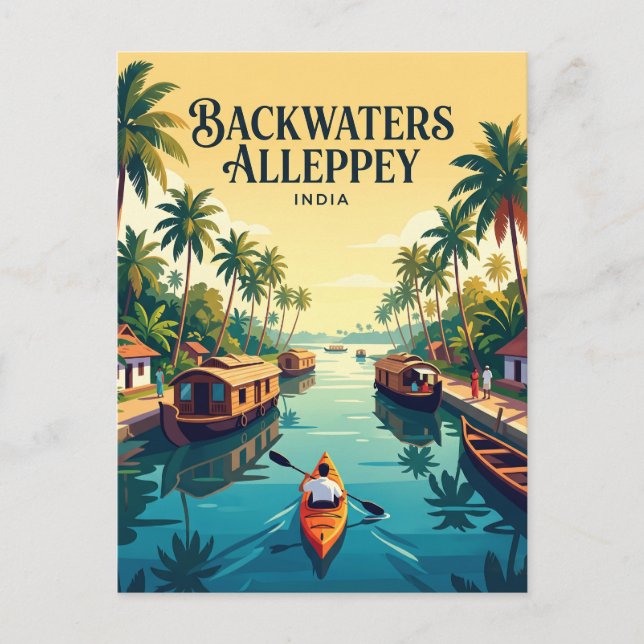 Postal Aguas interiores Alleppey India (Anverso)