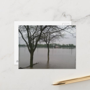 Postal aguas inundadas en Burlington, Iowa barcaza fluvia