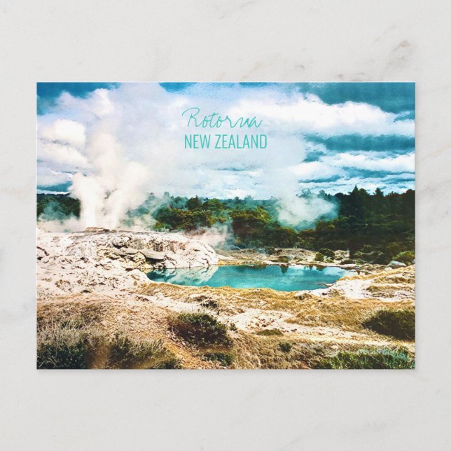 Postal Aguas termales de Rotorua Viajes de Nueva Zelanda  (Anverso)