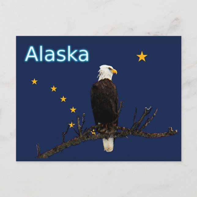 Postal Águila Alaska Y Bandera (Anverso)