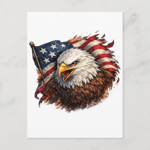 Postal Águila Americana Feroz – Diseño Patriótico de Pode