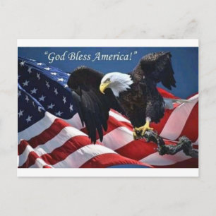 Postal Águila Americana Patriótica Dios Bendiga América G