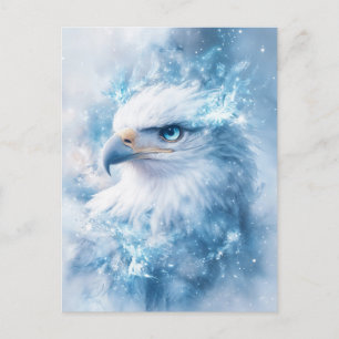Postal Águila Blanca con Ojo Azul y Resplandor Etéreo