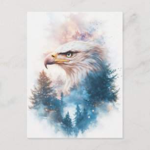 Postal Águila Blanca y Crepúsculo del Bosque Siempreverde