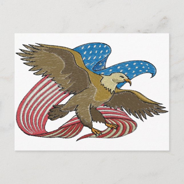 Postal Aguila bordada (Anverso)
