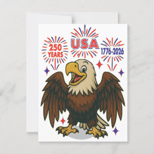 Postal Águila calva con fuegos artificiales - Estados Uni