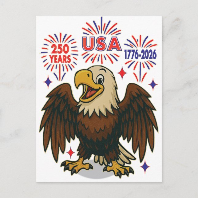Postal Águila calva con fuegos artificiales - Estados Uni (Anverso)