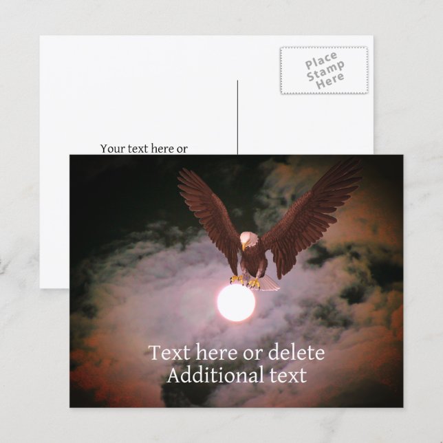 Postal Águila calva fantasía de luna llena personalizada  (Anverso / Reverso)