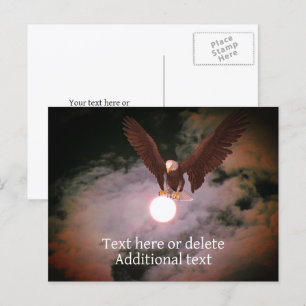 Postal Águila Calva Luna Llena Fantasía Personalizada 