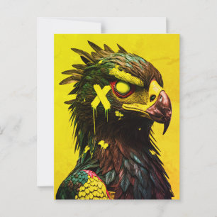 Postal Águila Cibernética Feroz con Acentos de Neón Conte