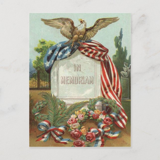 Postal Águila de la bandera de Estados Unidos Wreath Tomb (Anverso)