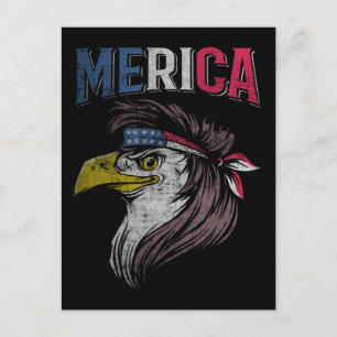 Postal Águila de mula Bandera Americana USA Pájaro Rednec