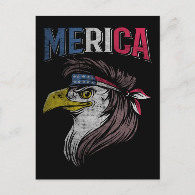 Postal Águila de mula Bandera Americana USA Pájaro Rednec (Anverso)