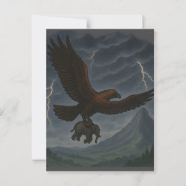Postal Águila dorada gigante con arte de fantasía elefant