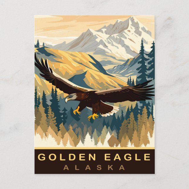 Postal Águila dorada, vida silvestre en Alaska, viajes (Anverso)