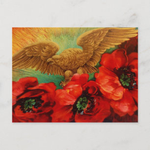 Postal Águila dorada y vintage de los cachorros