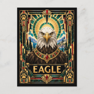Postal Águila, fauna y flora Art Déco