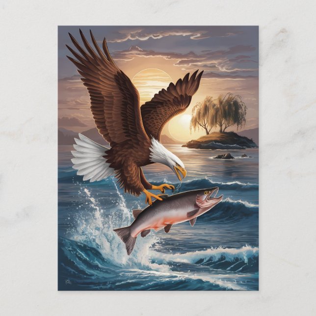 Postal Águila Majestuosa Volando Sobre Presa (Anverso)