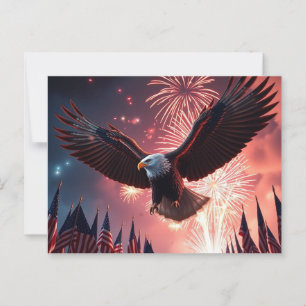Postal Águila moderna y fuegos artificiales AMÉRICA 4 de 