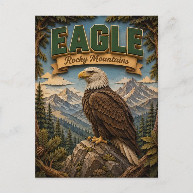 Postal Águila Montañas Rocosas POPCUT (Anverso)